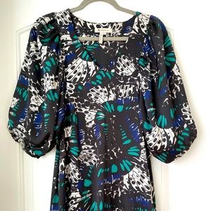 BCBG puffy sleeve silk mini dress